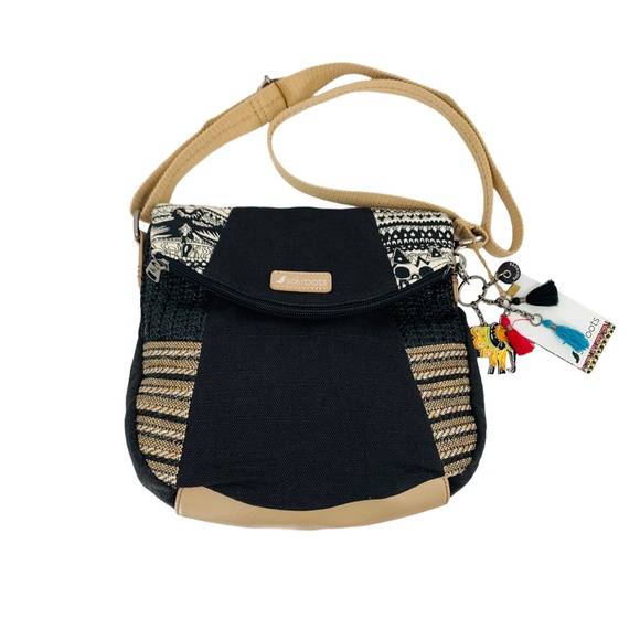 Sakroots Artist Circle Elephant Charms Canvas Foldover Crossbody Bag - Picture 4 of 15